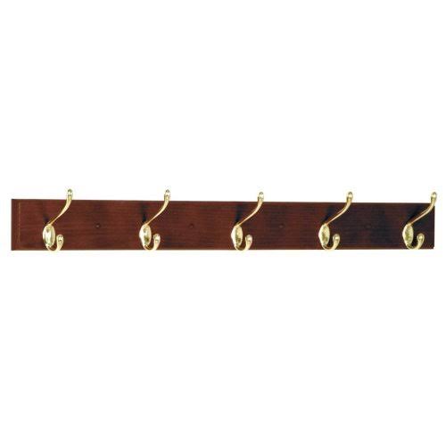 Wooden Mallet 36-Inch 5-Nickel Hook Coat Rack Mahogany