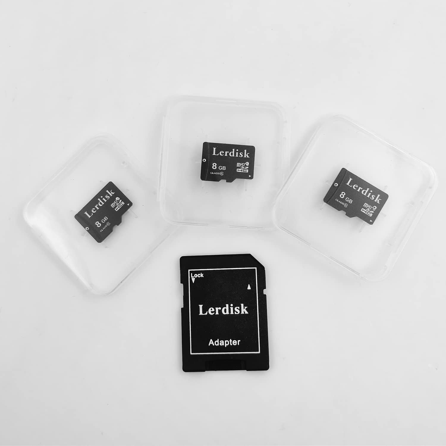 Lerdisk Factory Wholesale 3-Pack Micro SD Card 8GB U1 UHS-I C10 MicroSDHC with SD Adapter Produced by 3C Group Authorized Licencee Pack of 2