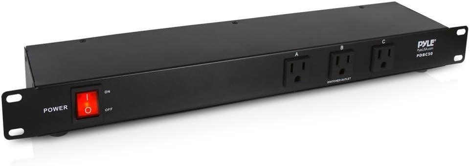 PDU Power Strip Surge Protector - 150 Joules,9 Outlet Strips Surge Protector z - Heavy-Duty Electric Extension Cord Strip - 1U Rack Mount Protection Power Outlet Strip - 9 Front Switch - Pyle PDBC70