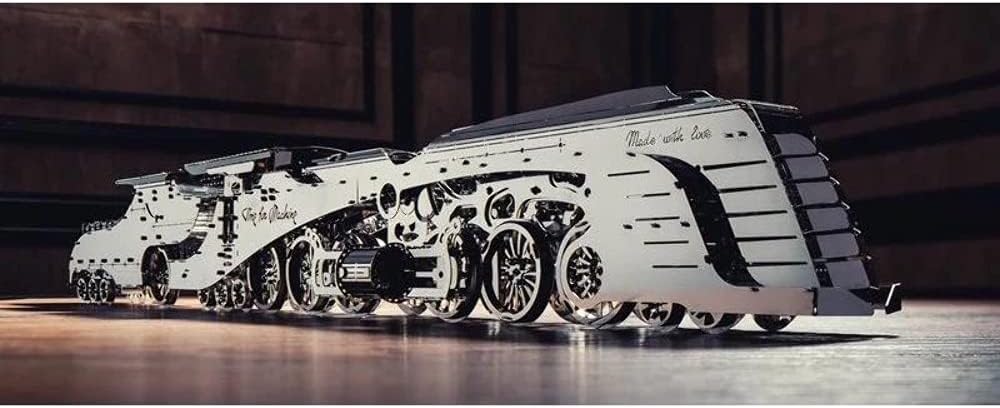Timeformachine 3D Model kit Vintage Scale Model Train kit Dazzling Steamliner-Moving Wind-Up Train Model | 3D Puzzle for Adults-Metal DIY Kit Metal Model Collectible DIY Construction Set of a Train