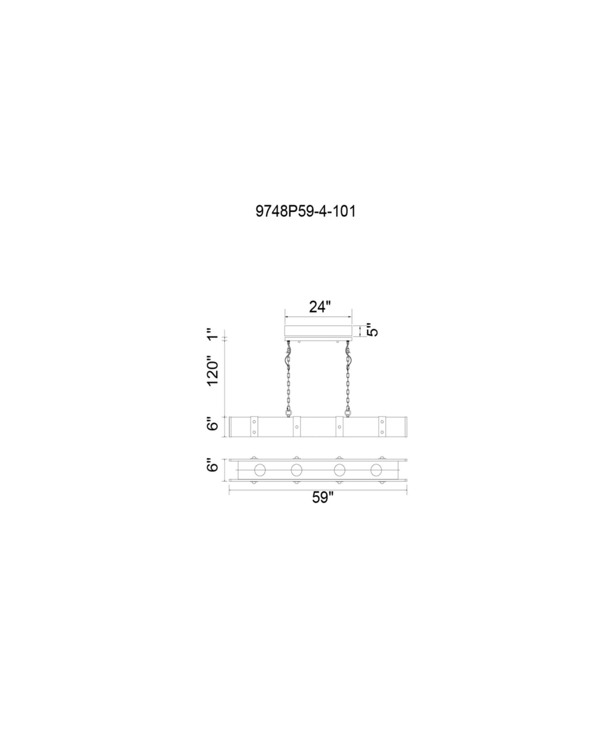 CWI Lighting 9748P59-4-101 Pago LED Drum Shade Island Light with Black u0026 Wood Finish