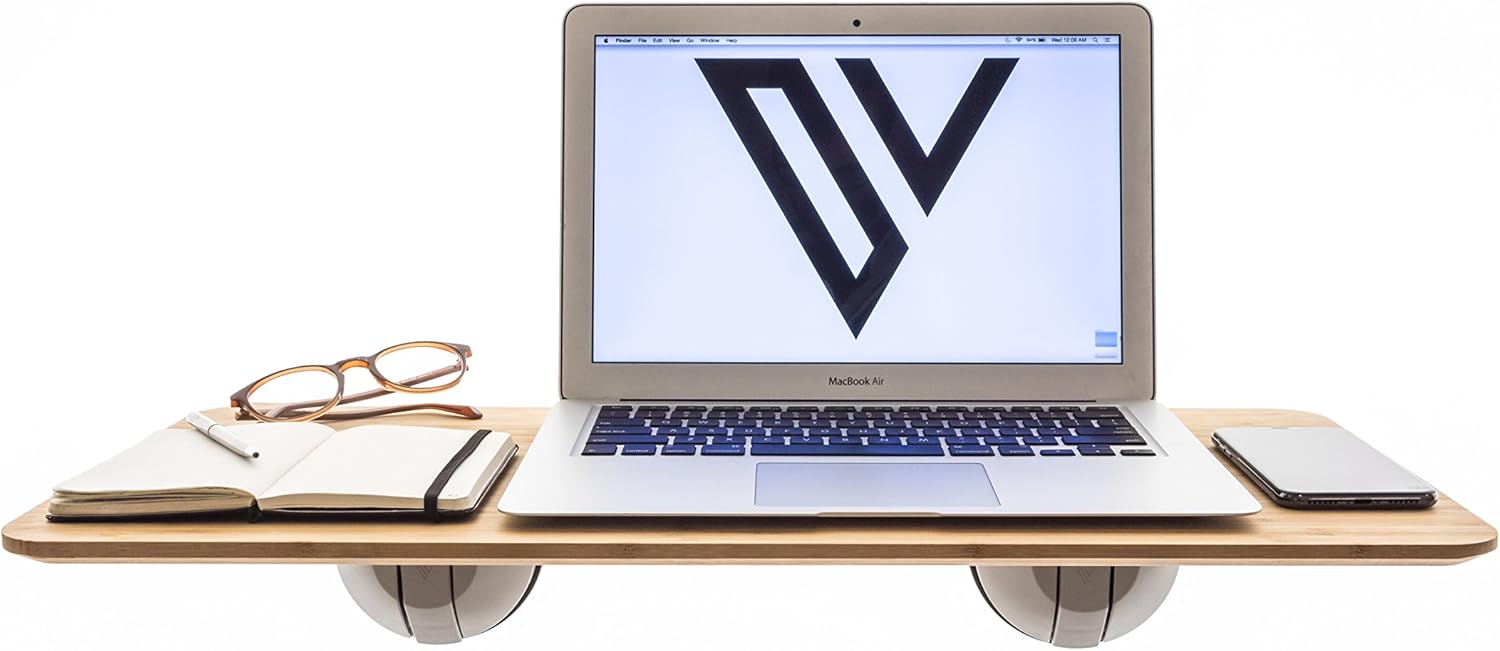 DeskView Premium Standing Desk - Portable & Height Adjustable Tempered Glass Window-Mounted Stand Up Desk - Laptop and Computer Standing Desk - 10 Second Tool-Free Install - Polished Clear Acrylic