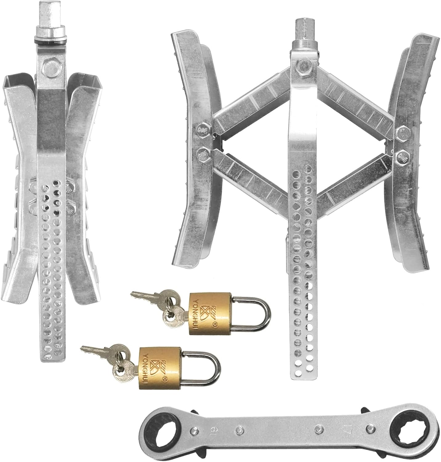 Camper Wheel Chock Stabilizer 2 Sets, RV Tire Scissor Locking X Chock, Camper Accessories for Travel Trailers , Camper Leveling Blocks，Fit for 3&rdquo; to 10&rdquo;