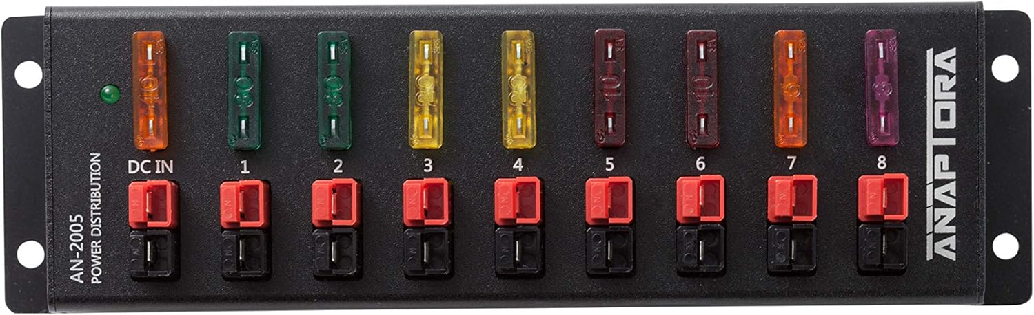 ANAPTROA AN-2005 9port 40A Connector Power Splitter Distributor Source 1 Input in 8 Output Compatible with Anderson Powerpole Pack of 2