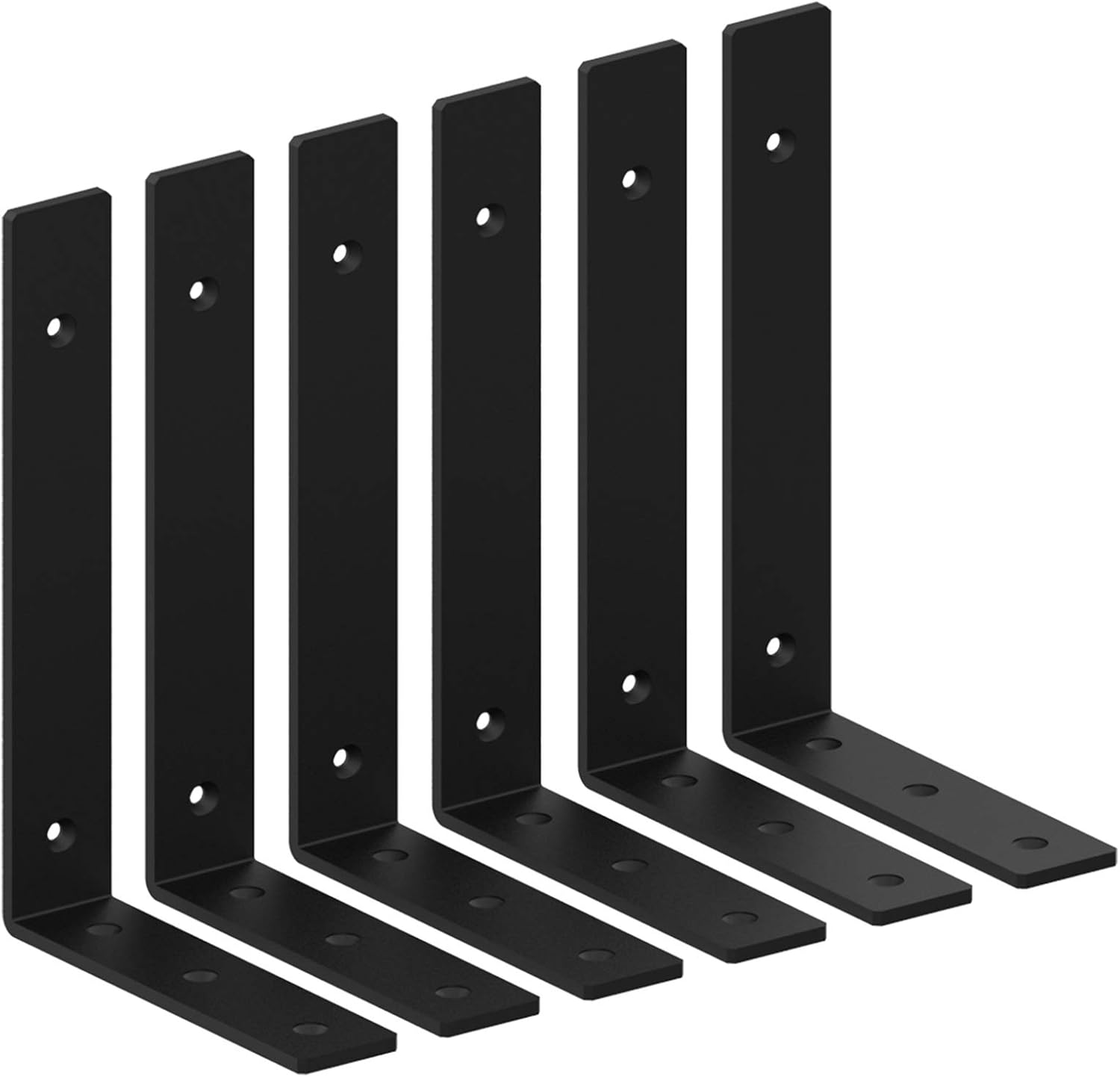 Black Shelf Brackets 12 Inch Heavy Duty Metal Shelf Supports Holders, Rustic Decorative Iron L Angle Brackets for Shelves Wall Mounted (6 Pack) Pack of 2