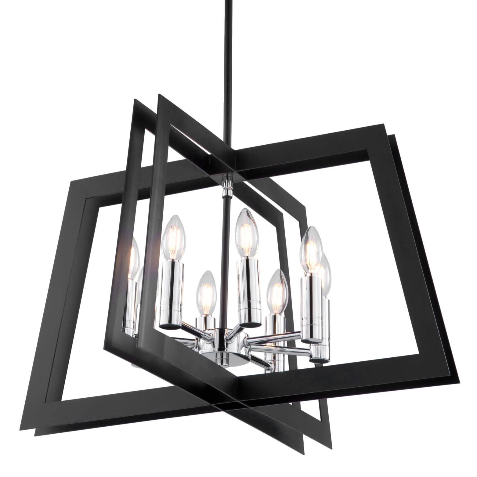 Artcraft Carlton Chandelier - Matte Black u0026 Polished Nickel - AC11378