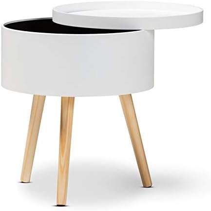 BOWERY HILL Modern Wood End Table with Removable Top in White Pack of 2