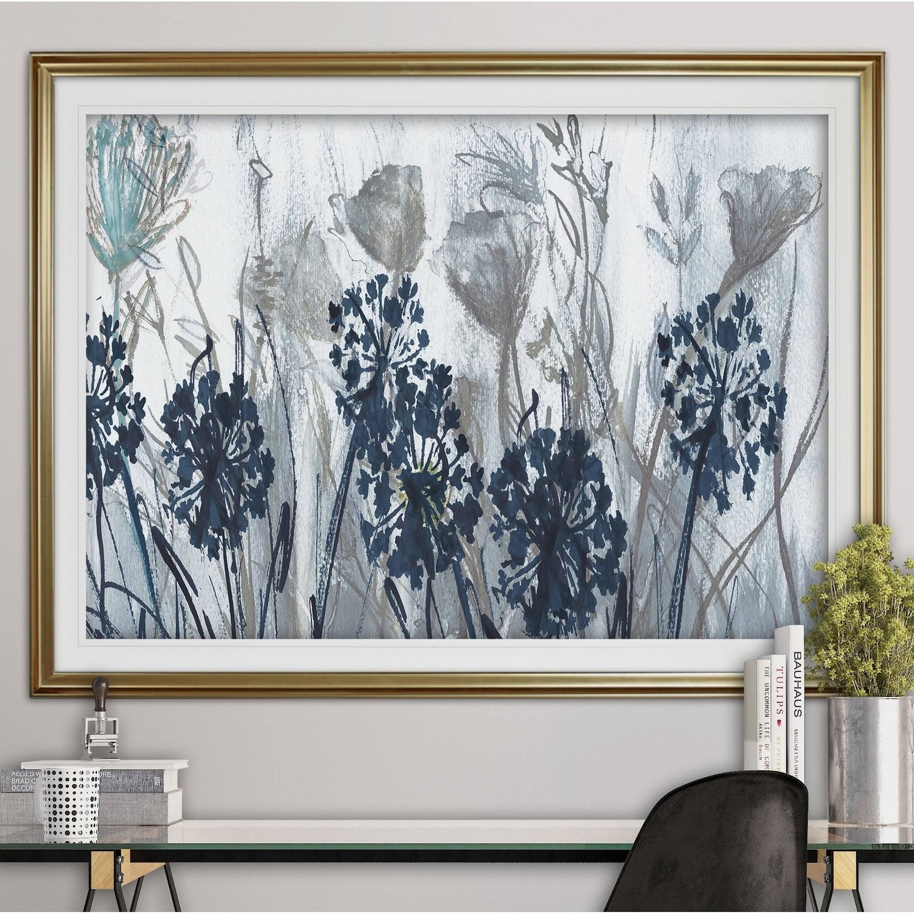 Wexford Home Indigo Field-Premium Framed Print - Grey, Yellow, Blue, Green, White, Black, Red