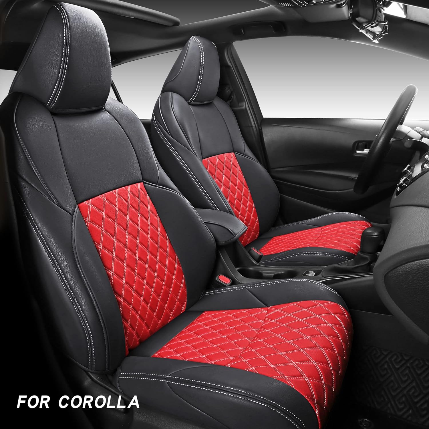 NS YOLO Full Coverage Faux Leather Custom Seat Covers Fit for 2014-2022 Toyota Corolla (2014-2019 Corolla, Beige) Pack of 2