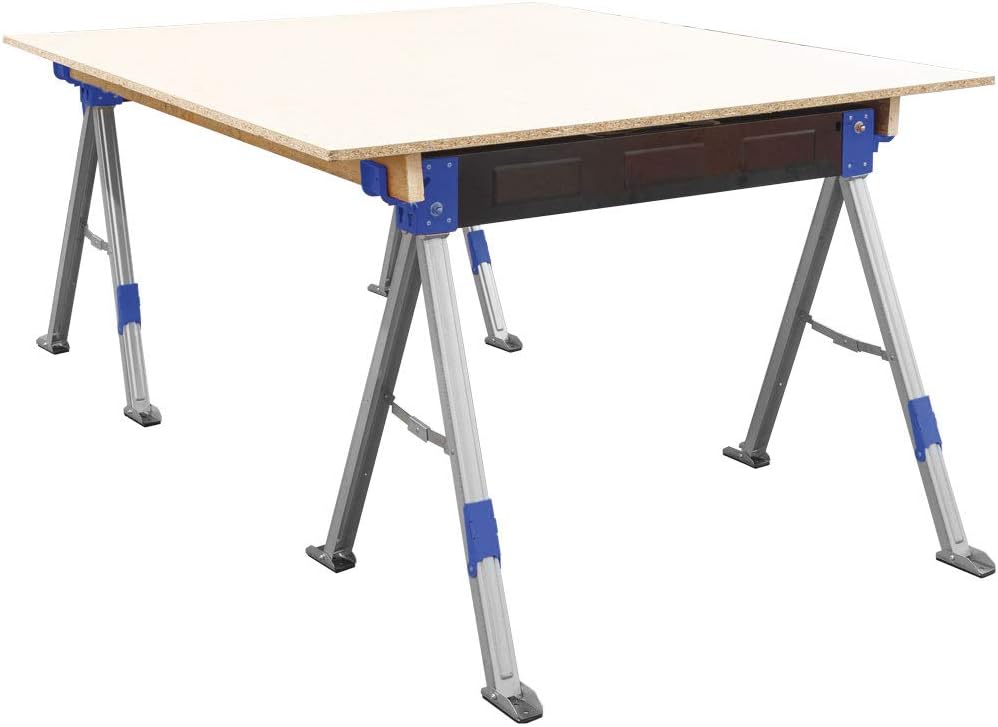 KASTFORCE KF3005 Folding Sawhorse (2-Pack of KF3003) 2200 lb /1000kg capacity Heavy Duty Jobsite Table Stand with Folding Legs