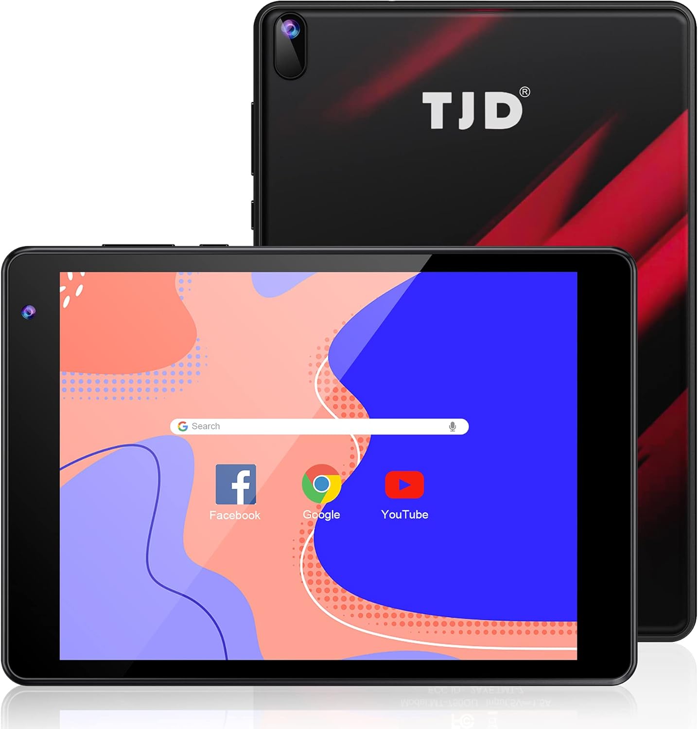 TJD 7.5 Inch Android Tablet, 1440x1080 IPS Display, Android 10, 2GB RAM 32GB ROM, 2MP+5MP Dual Camera, Quad-Core Processor, Wi-Fi Bluetooth Google Certified 3500mAh Black Red