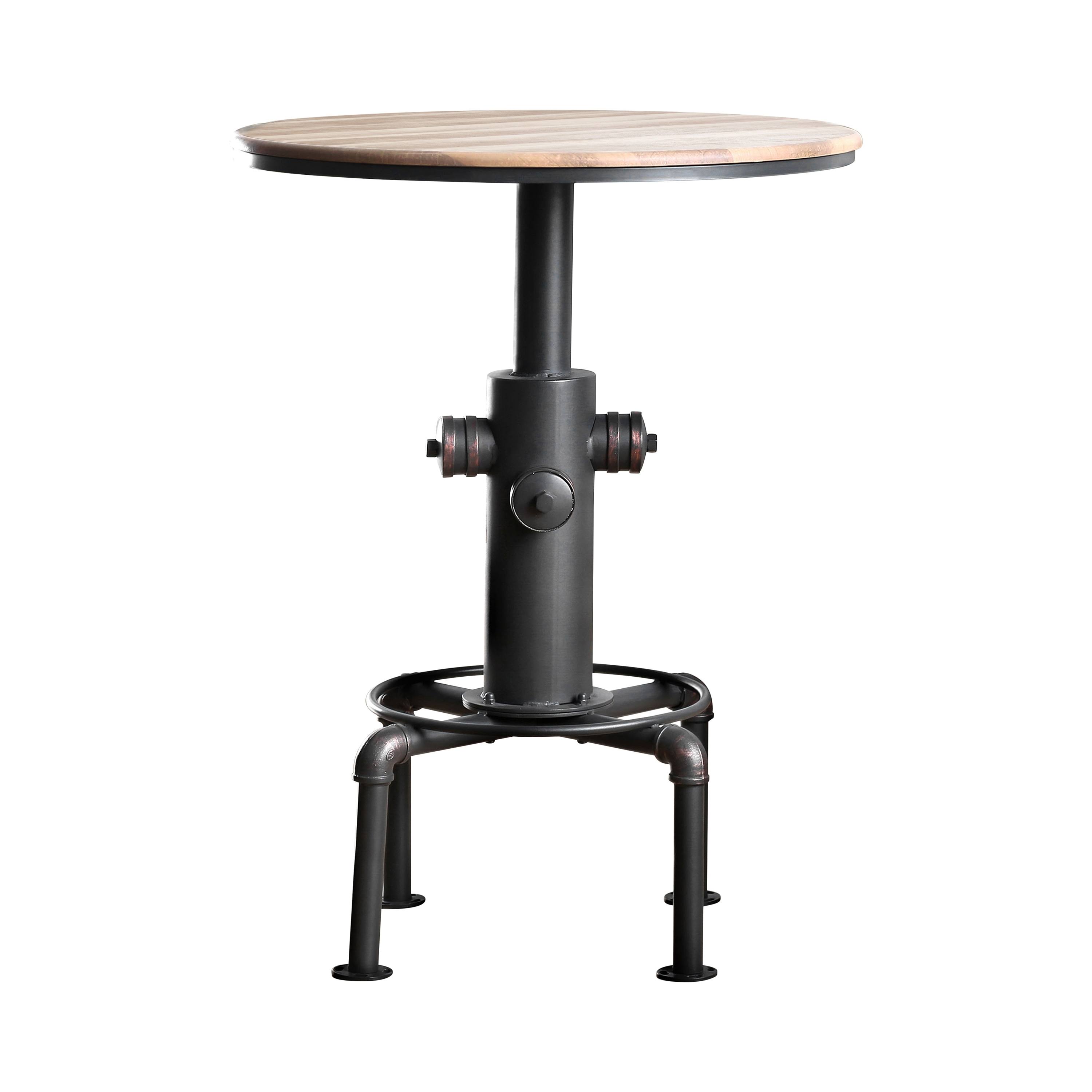 Furniture of America Industrial Black Metal Bar-Height Round Table