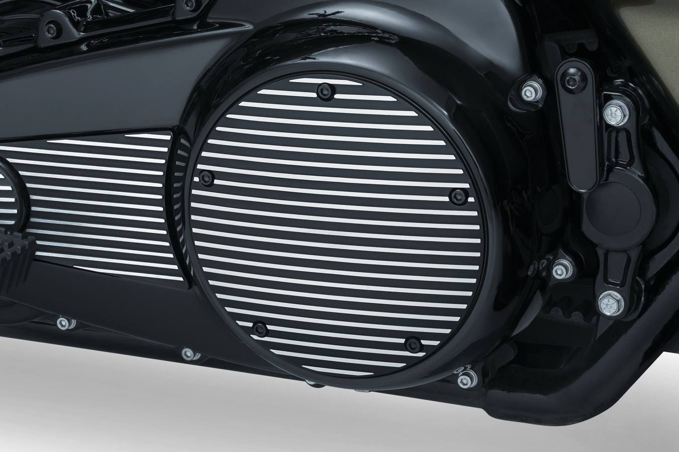 Kuryakyn 9769 Finned Derby Cover - Satin Black and Machined