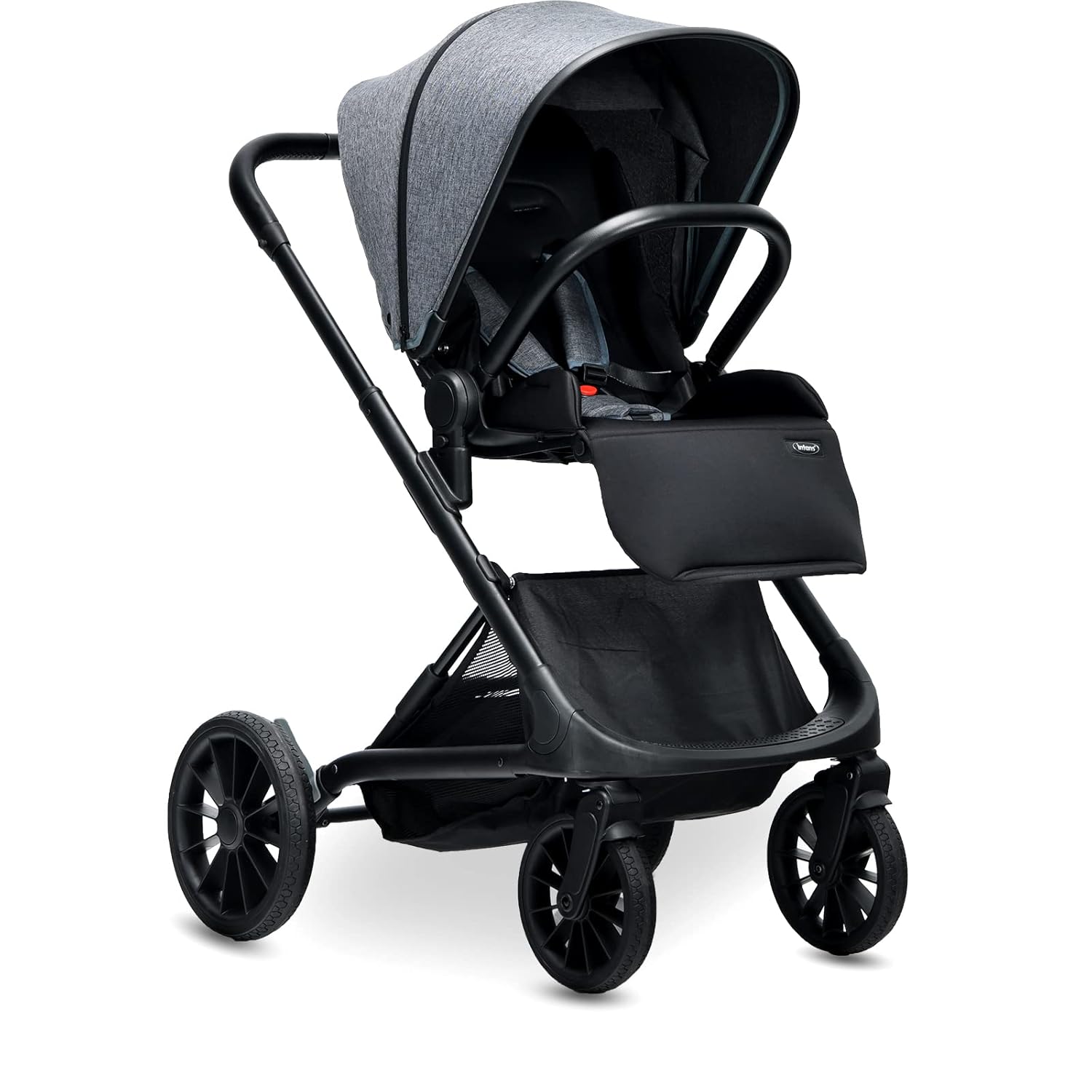 INFANS Baby Stroller for Toddler, Quick-Fold Infant Stroller with Reversible Seat, Hard Plate, Air Rod Folding, Aluminum Frame, 5-Point Harness, Adjustable Handle and Footrest (Black)