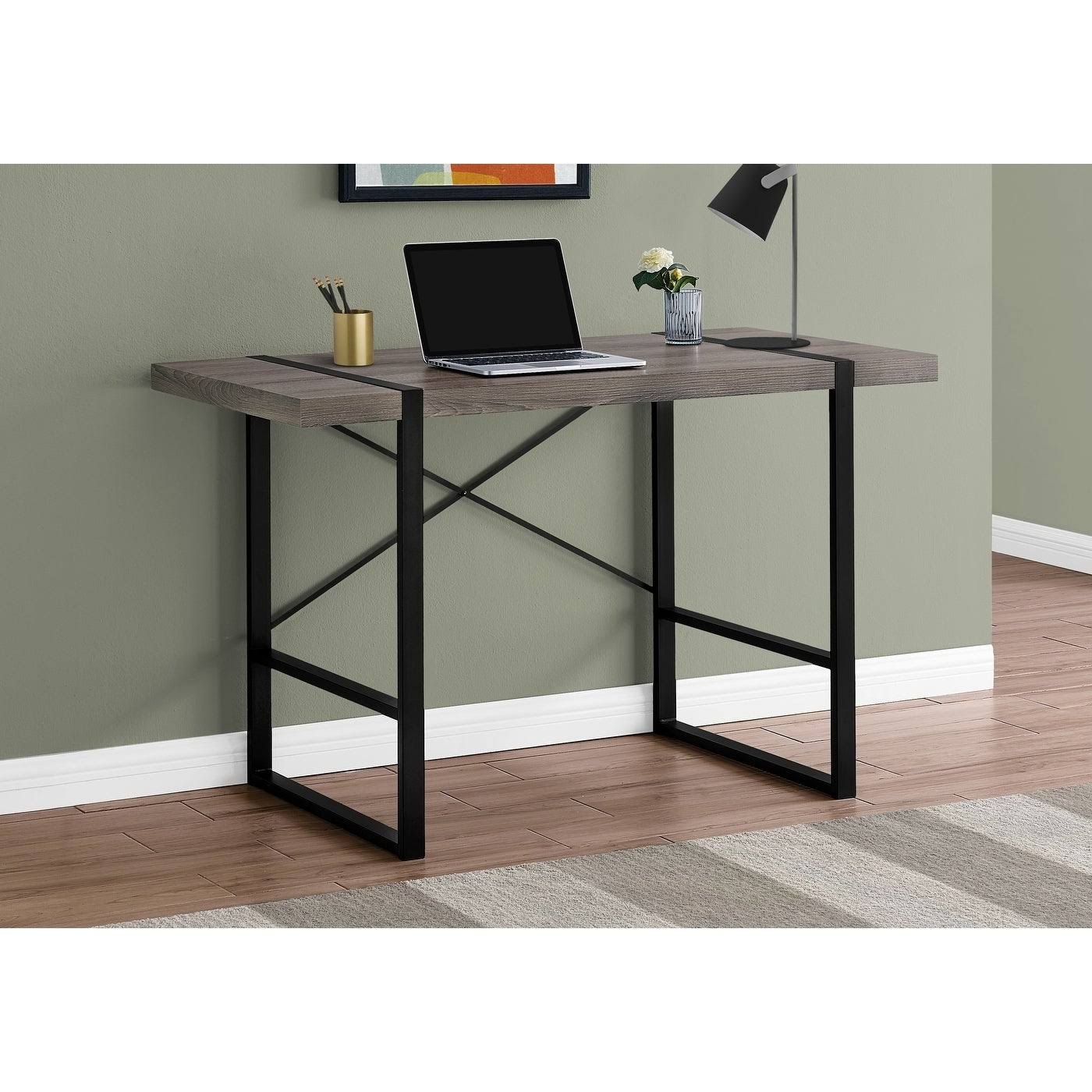 Monarch Specialties I 7310 Dark Taupe/Black Metal 48x22L Computer Desk