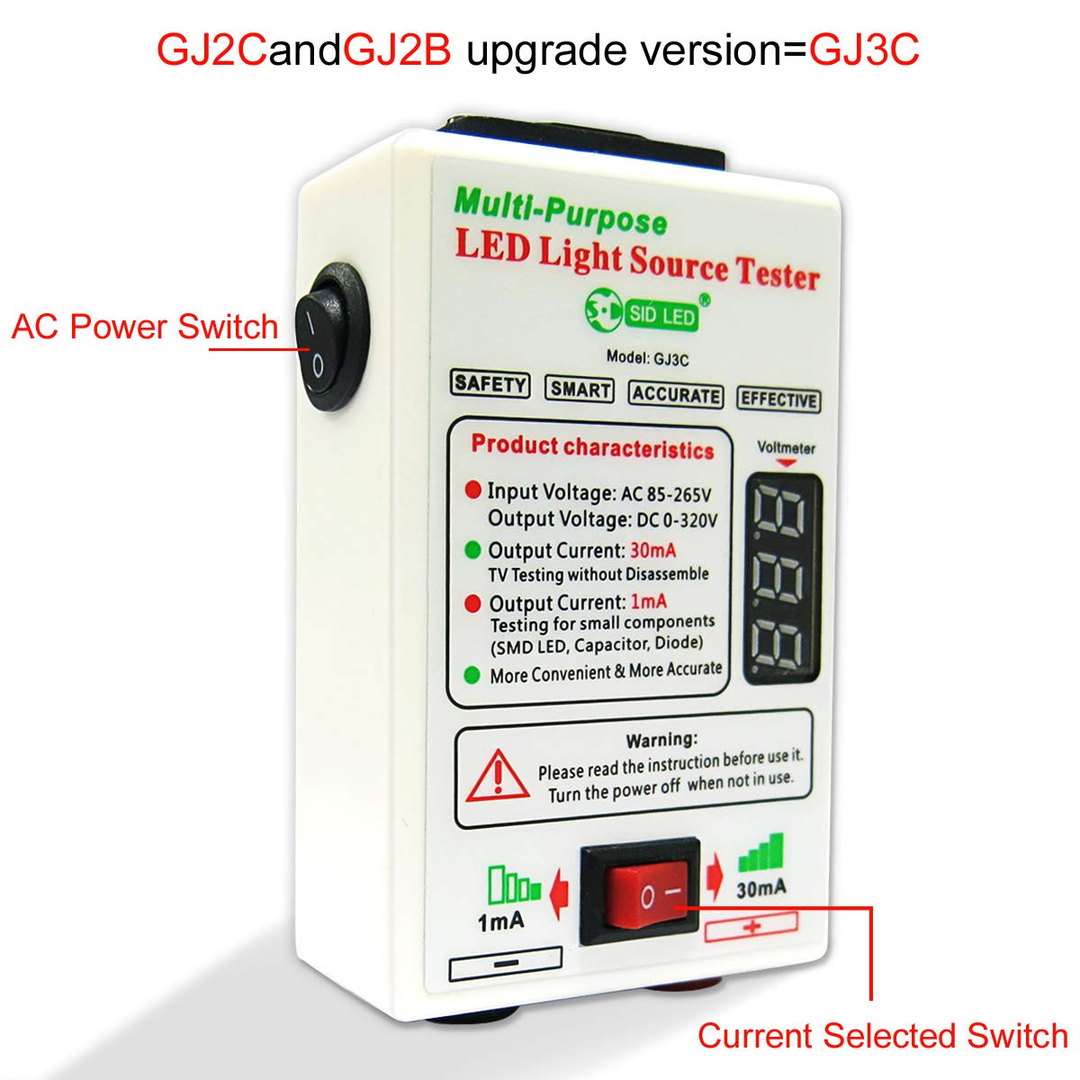 SID Led Tester, Led Backlight Tester, Without Disassemble LCD Screen for All LED Beads TV Board Detect Repair and All LED Application Output 0-320V(GJ3C) Pack of 2