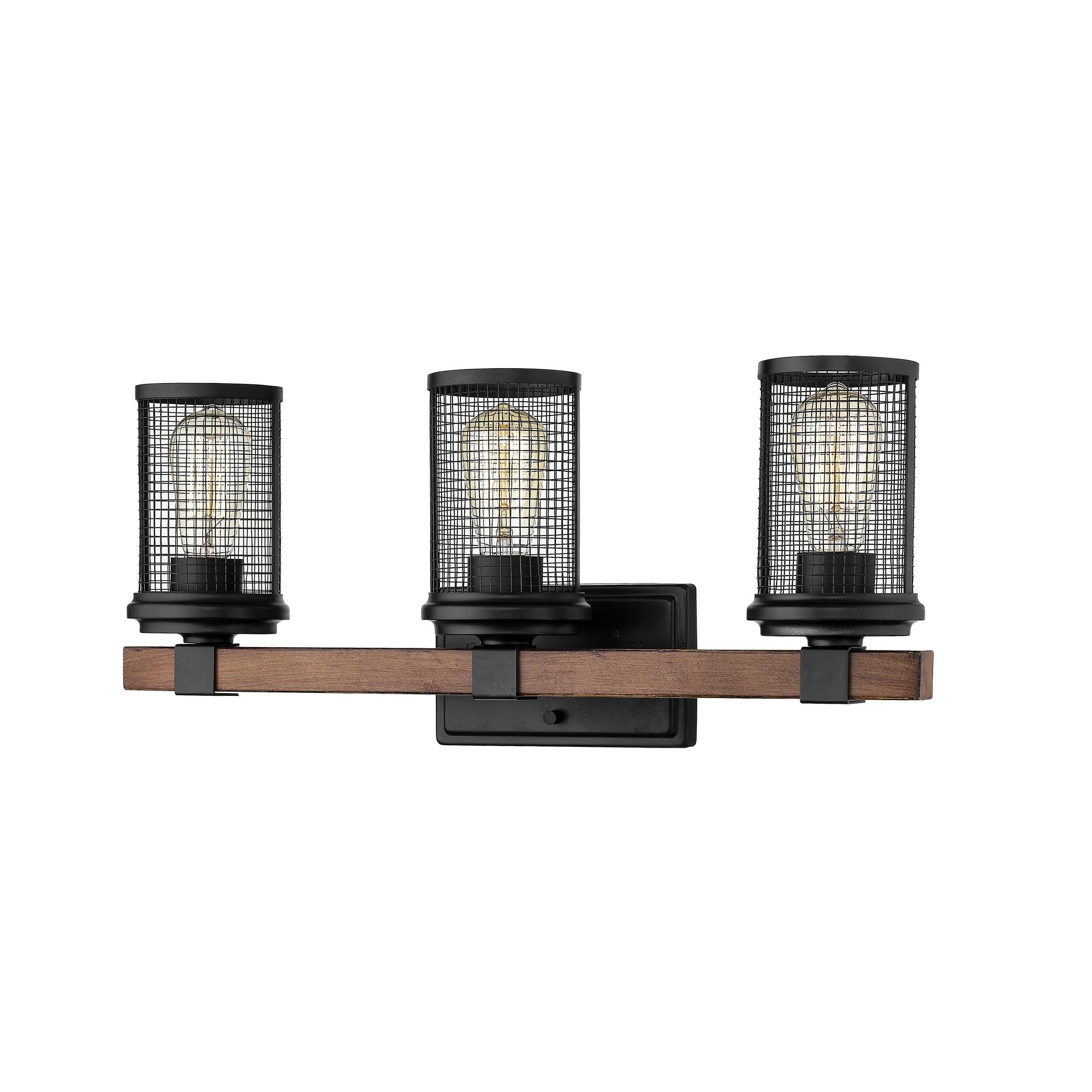 Millennium Lighting Vanity, Matte Black/Wood Grain (3533-MB/WG)