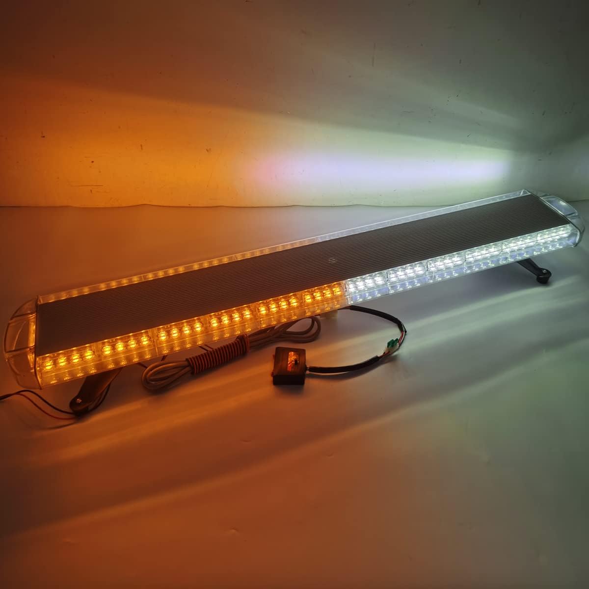 CFLMYYXGS 12V-24V 55 inch 104 LED Amber/White LED Light bar Wrecker Beacon Flashing Recovery LightBar Strobe Light Bar Emergency LED LightBar