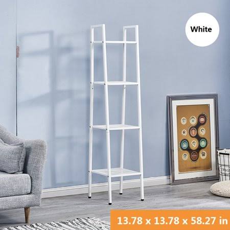 4-Tier Metal Ladder Shelf Modern Ladder Display Bookcase Industrial Display Shelf Ladder Storage Rack Freestanding Storage Books