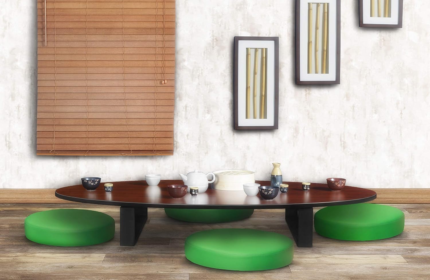 Eric Low Round Ottoman- Envy Green Pack of 2