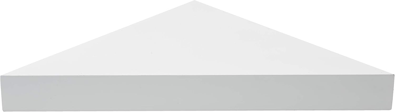 MELANNCO Corner Shelf Round Wood Chunky, White Pack of 2