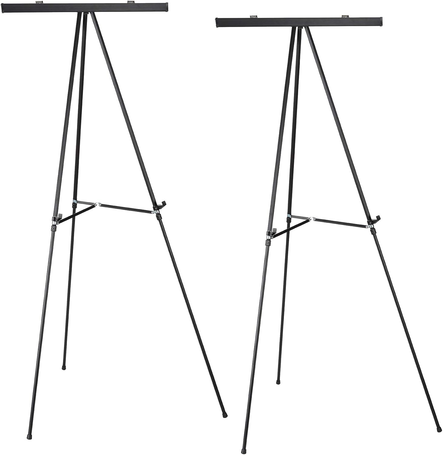 Excello Global Products Aluminum Flip-Chart Presentation Easel Stand: 2-Pack with Telescoping Legs, 70 Inches (Black) Pack of 2