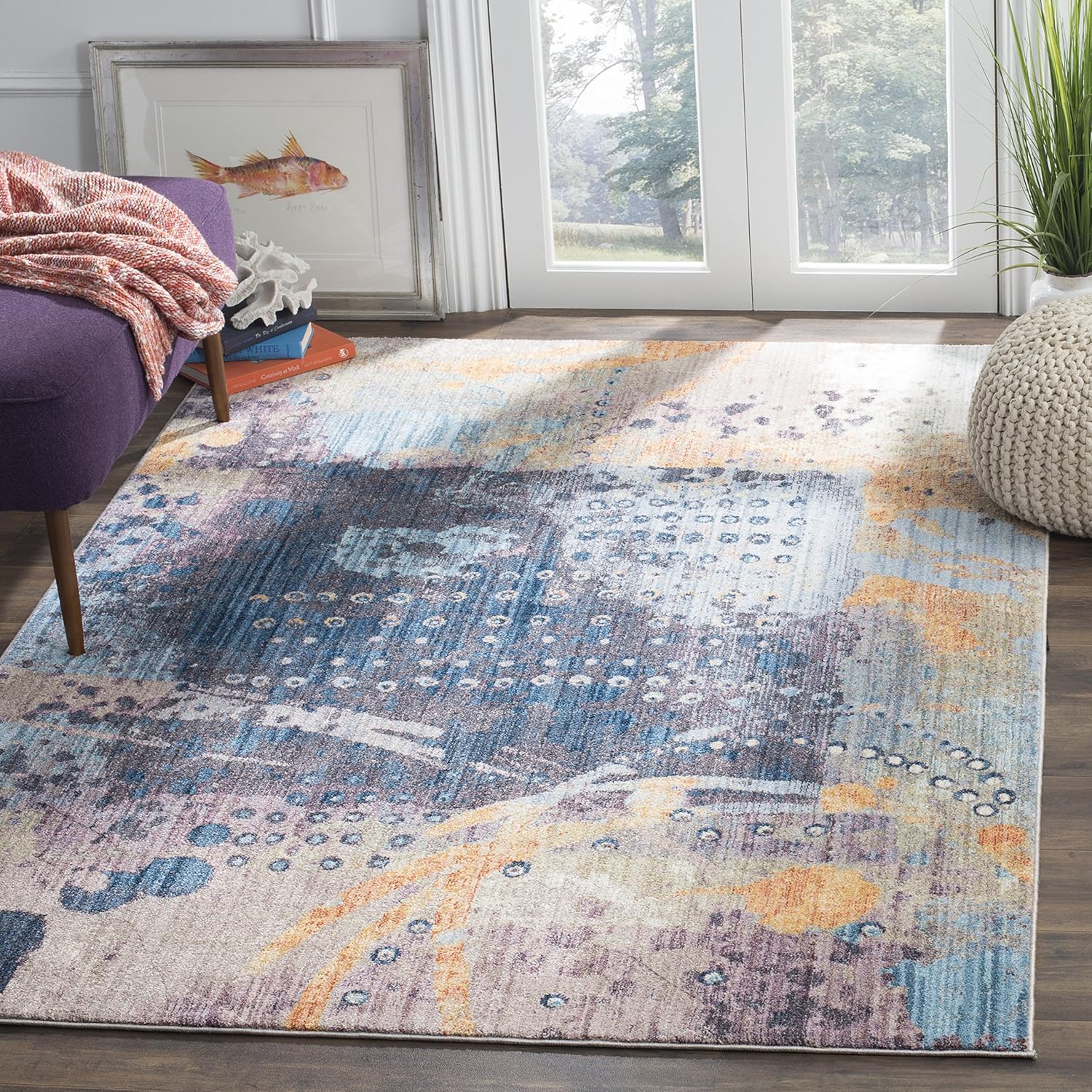 Safavieh Bristol Collection BTL355M Boho Modern Abstract Area Rug, 6' x 9', Multi