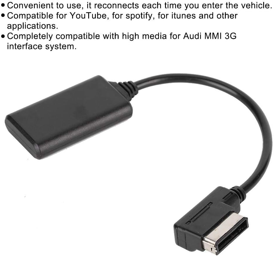 Audio Cable, Bluetooth5.0 AUX Music Interface Adapter Audio Cable Fits for Audi A1 A4 S8 Q7 A8 AMI MMI MDI