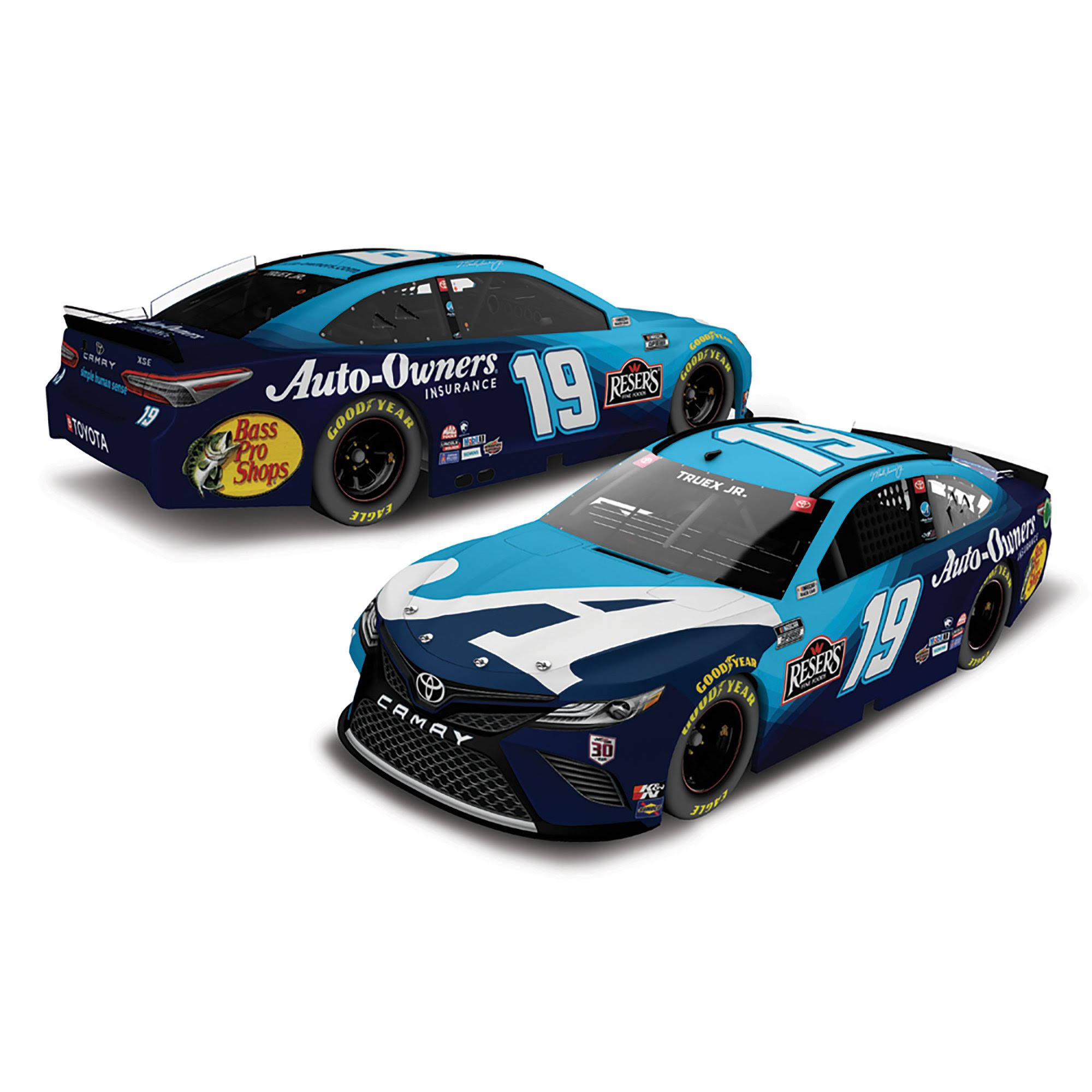 Action Racing Martin Truex Jr 2021 #19 Auto-Owners Insurance 1:24 Color Chrome Die-Cast Toyota Camry