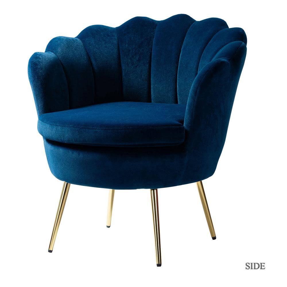 Jayden Creation Fidelia Golden Legs Navy Accent Barrel Arm Chair with Tufted BACK, Blue