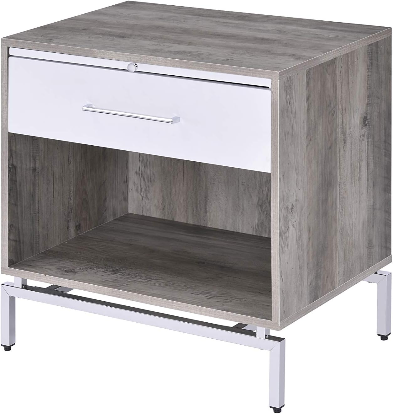 Acme Furniture Cistus Accent Table, Gray Oak & White