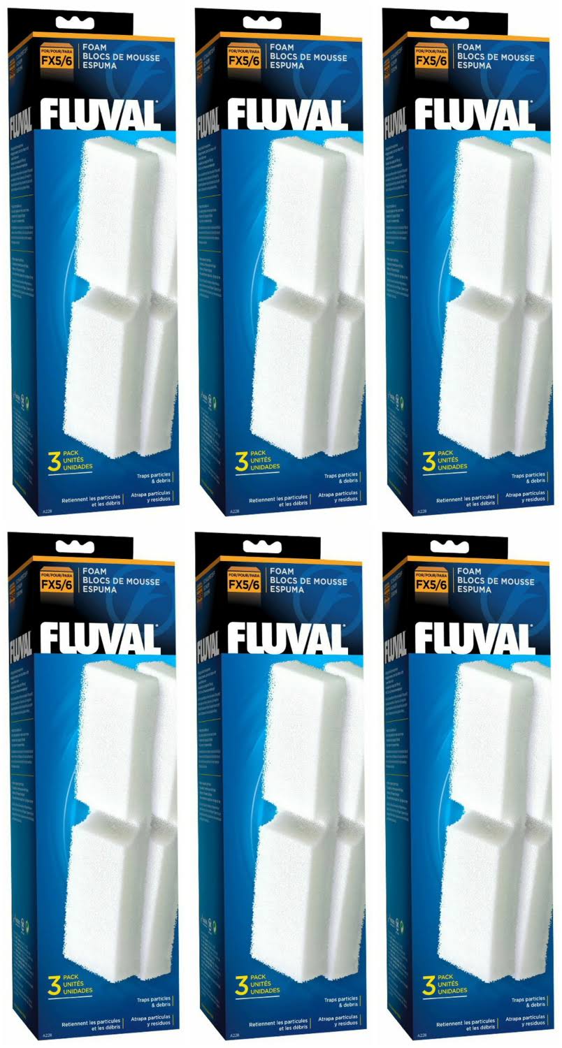 Fluval FX5 Filter Foam Block, 3 Count, 6 Pack
