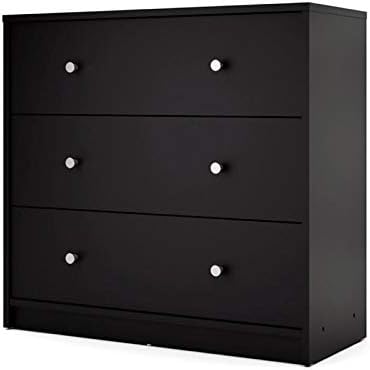Atlin Designs Modern 3 Drawer Wooden Chest in Black