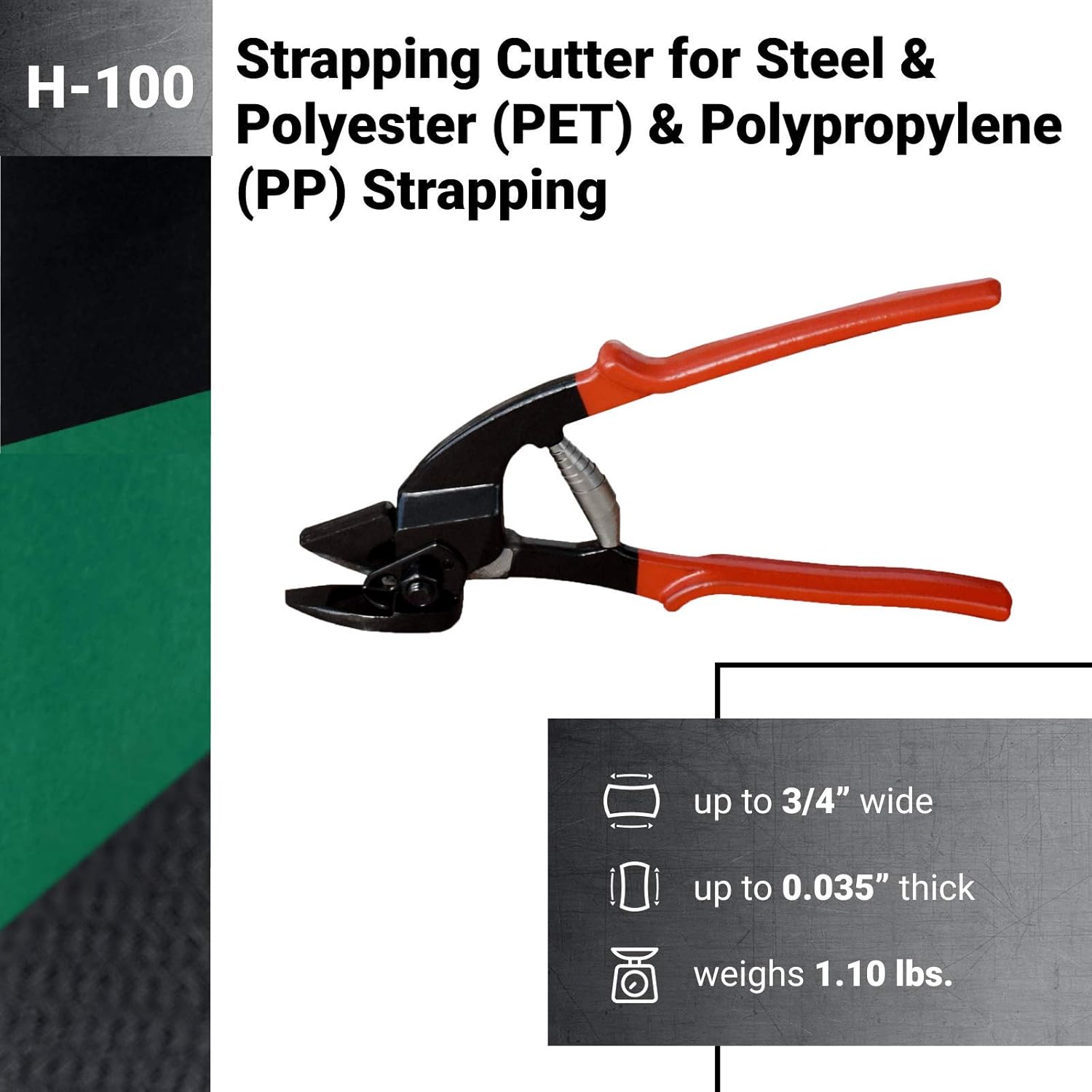 IDL Packaging H-100 Strapping Cutter for Steel & Polyester (PET) & Polypropylene (PP) Banding from 3/8