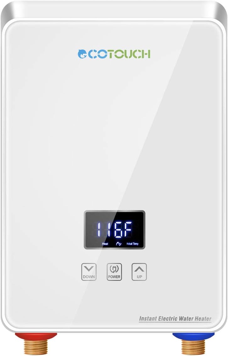 Tankless Water Heater Electric 240V, On Demand Hot Water Heater Digital Display 5.5kW,Electric Instant Hot Water Heater,Overheating Protection, Black
