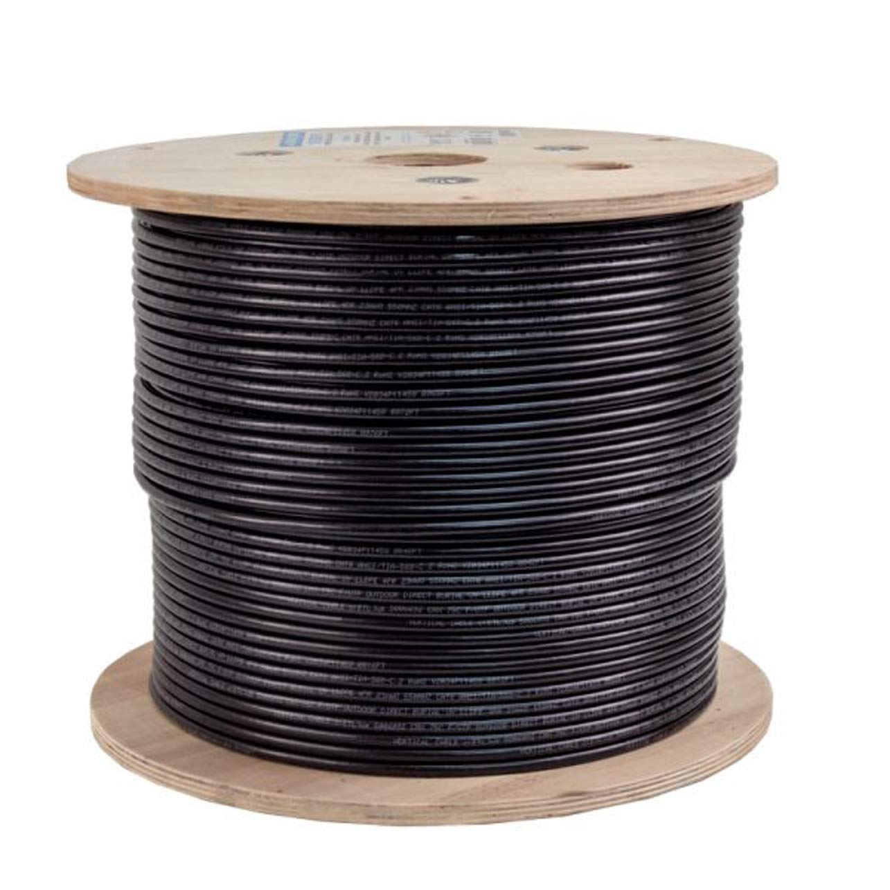Vertical Cable Cat6, Shielded, Dual Jacket, Direct Burial, 1000ft, Black, Bulk Ethernet Cable