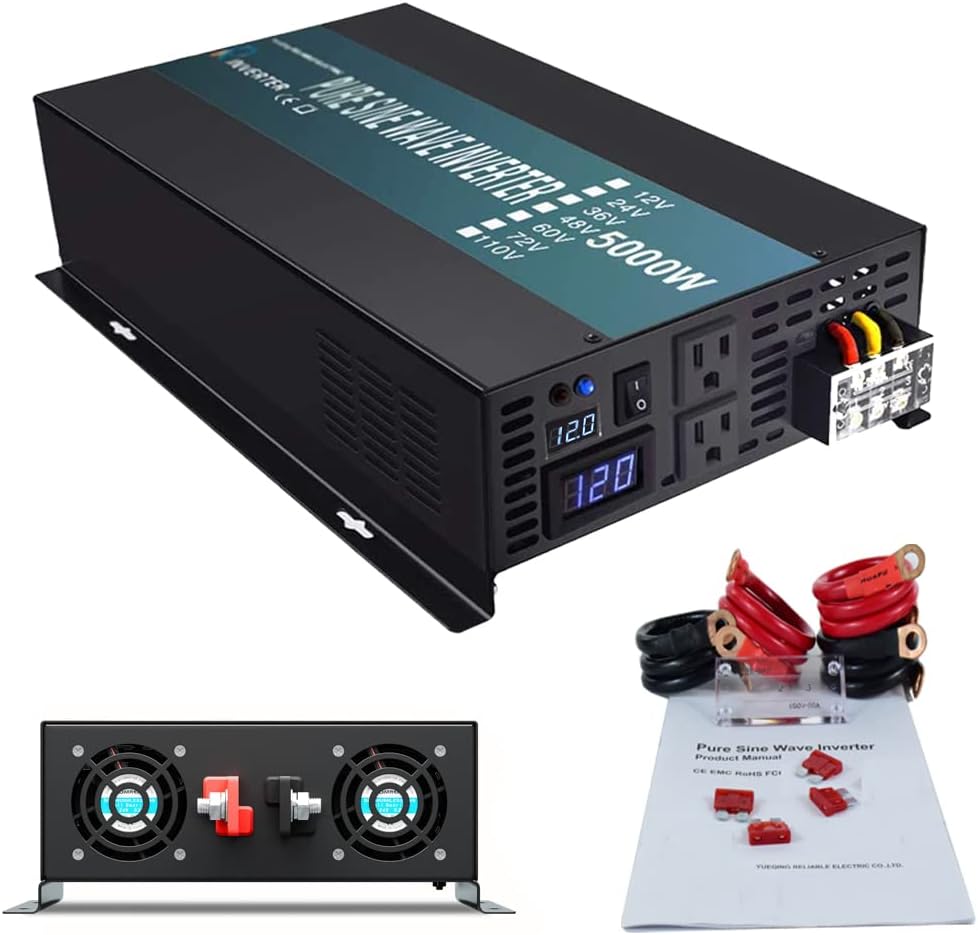 WZRELB RBP-500012S Pure Sine Wave 5000W 12V Power Inverter DC to AC Power - Solar, RV