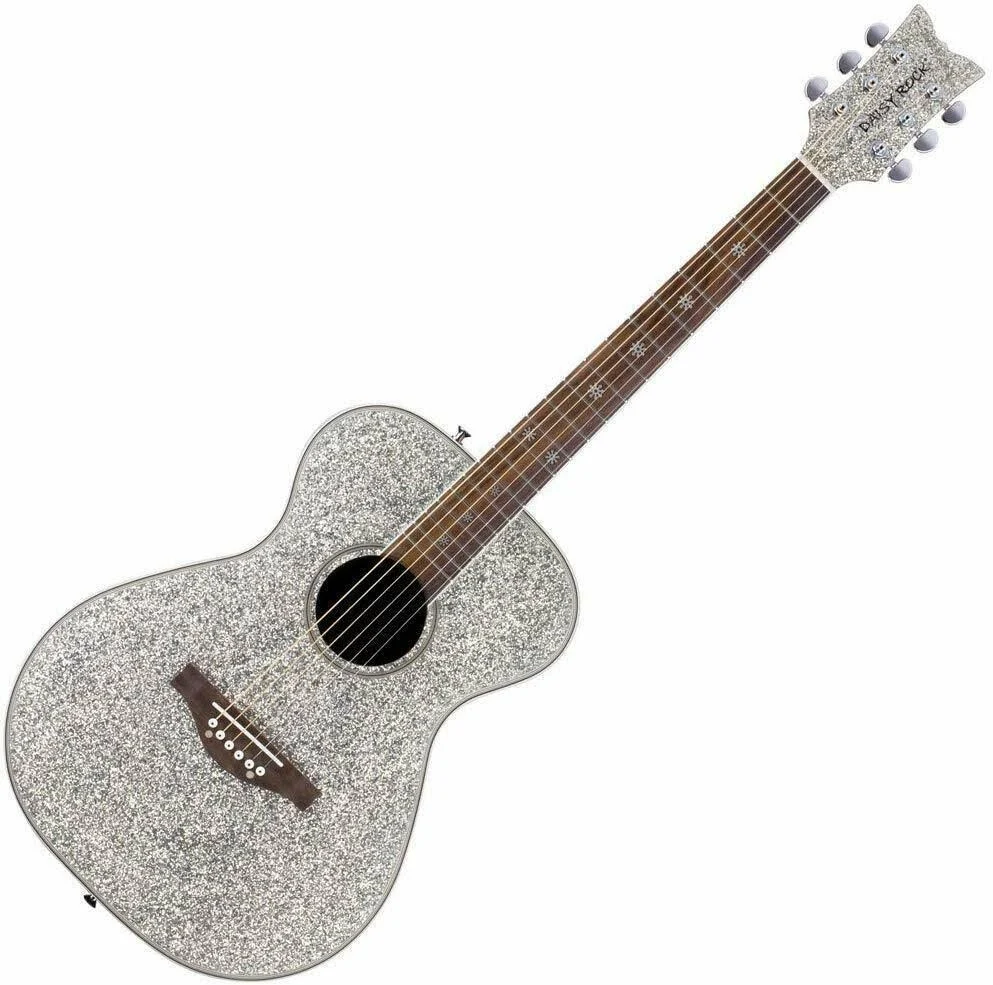 Daisy Rock DR6206 Pixie Acoustic Guitar, Silver Sparkle