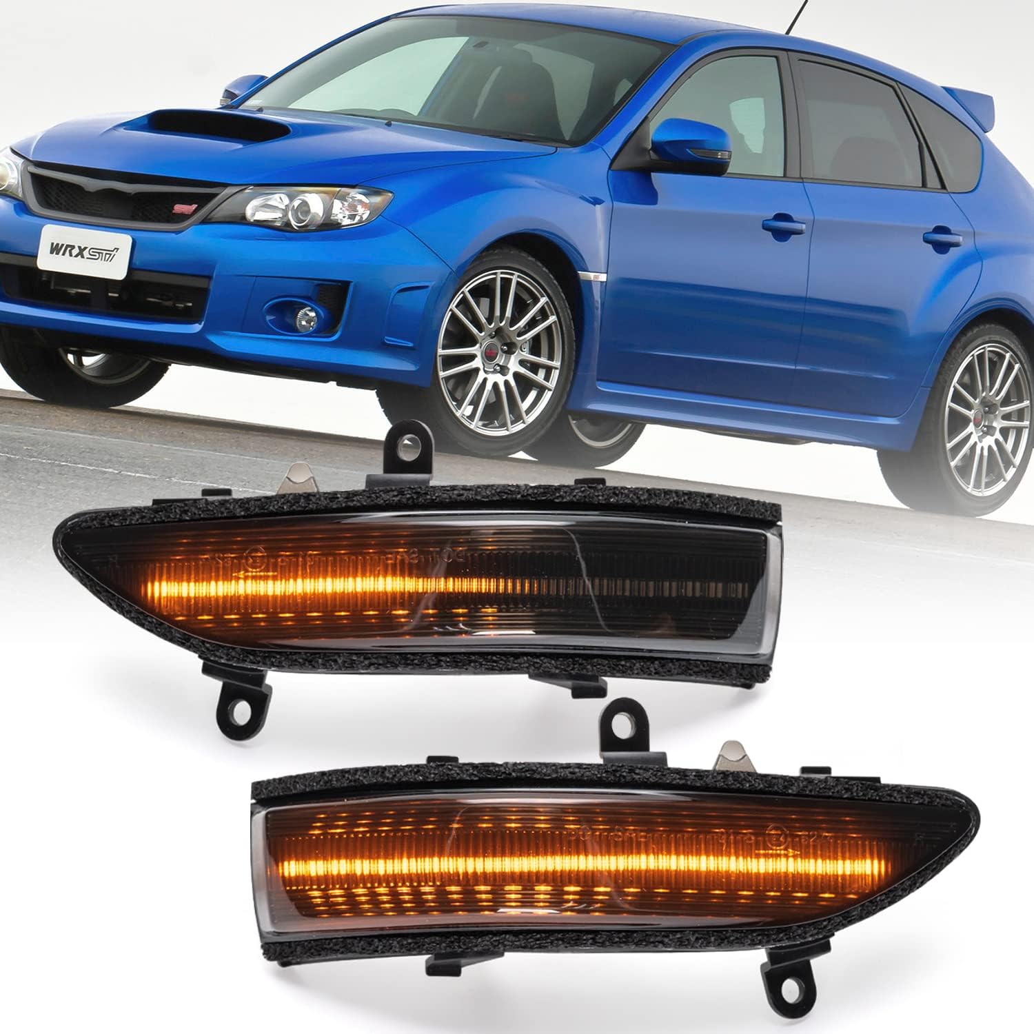 Sequential LED Side Mirror Marker Lights Compatible w/ 08-11 Subaru Outback Legacy 08-14 Impreza WRX STI Tribeca Towing Mirror Turn Signal Indicator Lamp Assembly Smoked Lens