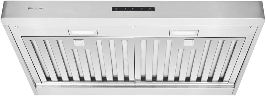 PACIFIC 36'' Economy Pro Under Cabinet Range Hood PR6830AS, 850 CFM, High-Capacity Housing with dishwasher-safe Baffle Filter, Glass Touch Control, 3 Fan Speeds, Delay-Off, Stainless Steel, 6W LED