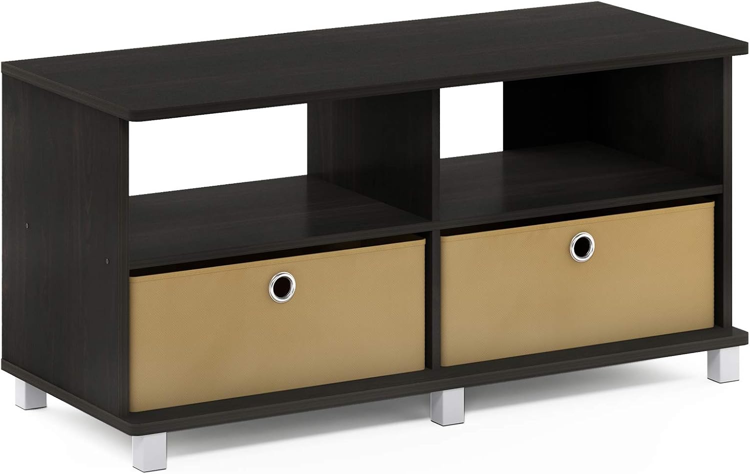 Furinno Entertainment Center w/2 Bin Drawers, Espresso/Brown Pack of 2