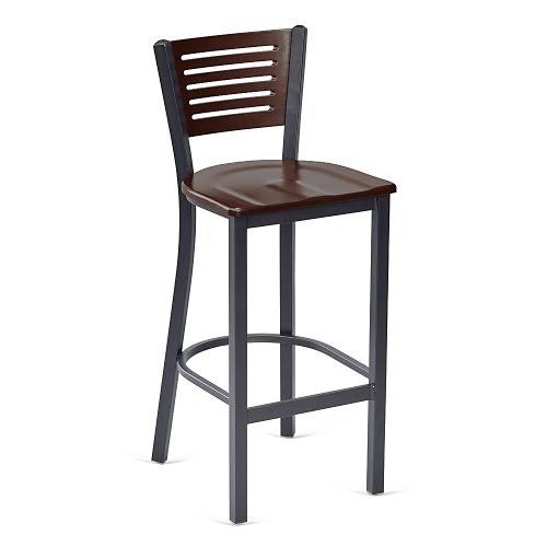 NBF Signature Series Loft Caf Barstool Dark Mahogany Wood/Black Metal Frame