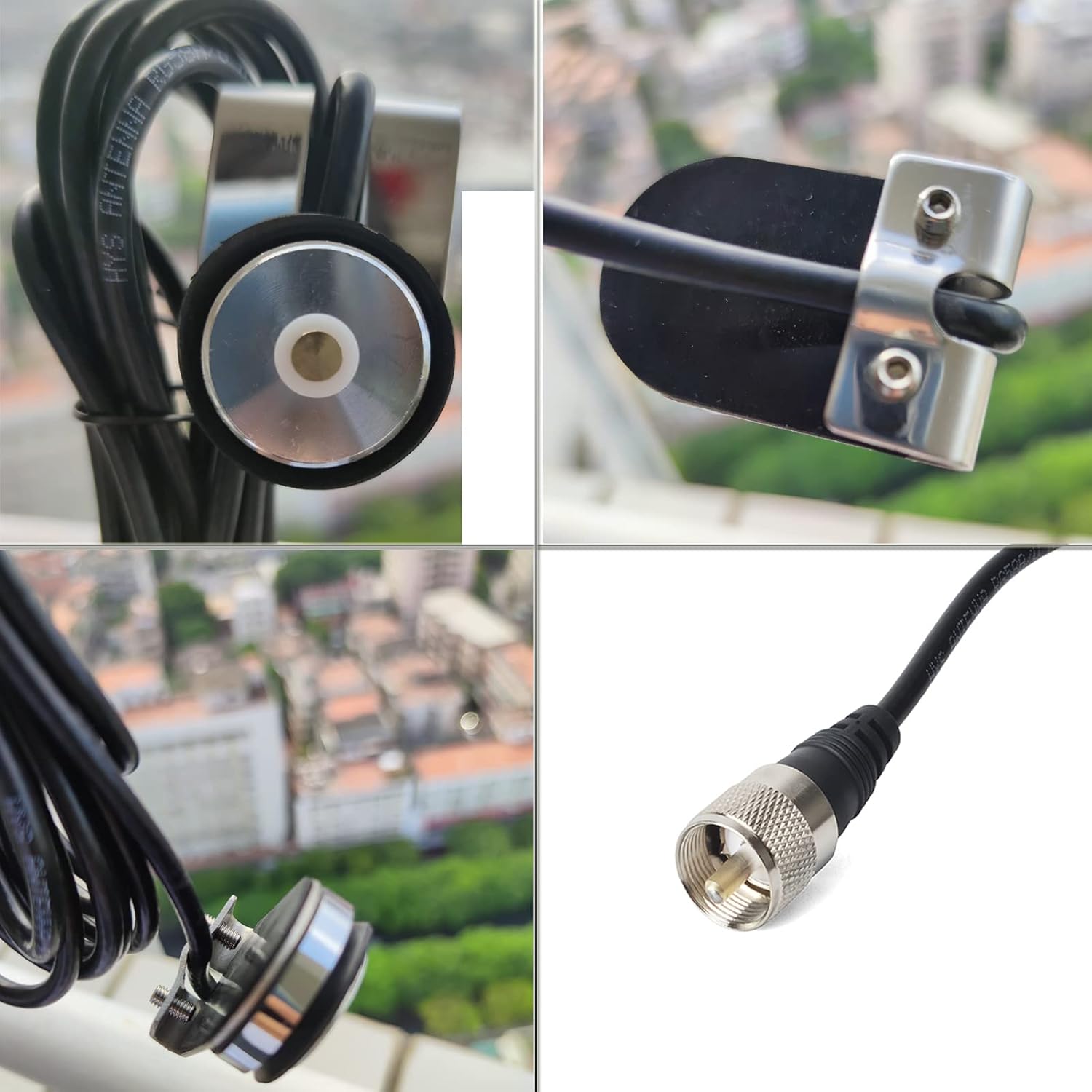 HYS TCJ-N2 Trunk NMO Antenna Mount W/13Ft of RG-58 Coax Cable with PL-259 Connector(UHF-Male) for NMO HF/VHF/UHF Antenna Pack of 2