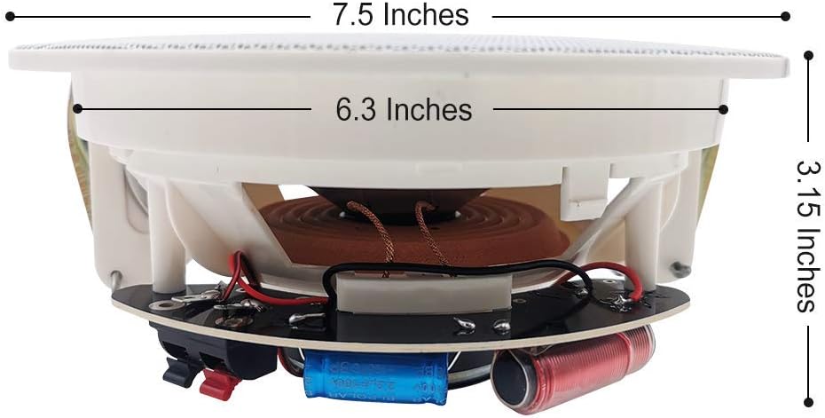 Herdio Home Audio Package in Wall Receiver Bluetooth System with 3 00Watt 6.5 inch Ceiling Speakers Perfect for Indoor Office Bathroom Kitchen Living Room (A Pair)