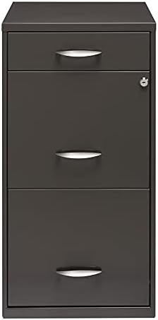 Space Solutions 18 inch 3 Drawer Metal File Cabinet with Pencil Drawer Charcoal