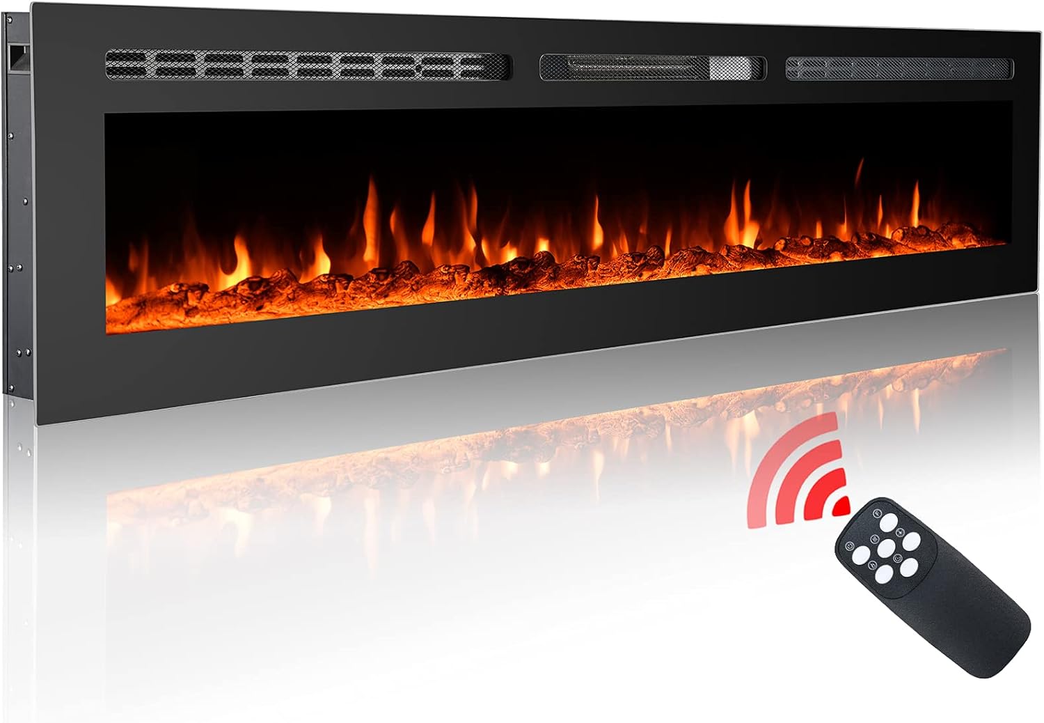 Homajor 60 inch Electric Fireplace Inserts, Electric Fireplace Wall Mounted, Led Fireplace, Recessed Fireplace, 9 Flame Colors, Remote Control w/Timer