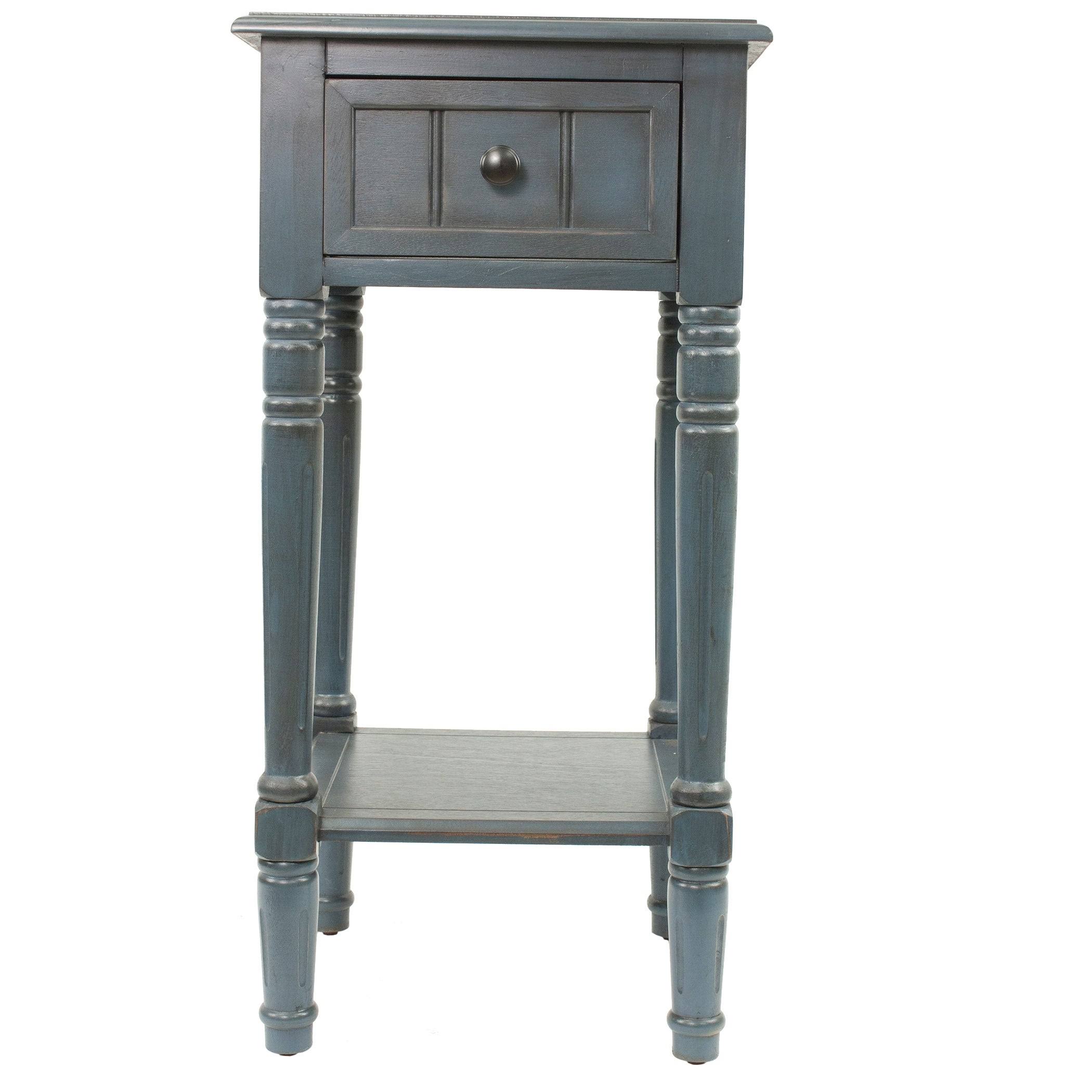 The Gray Barn Robert One Drawer Square Accent Table - Antique Navy