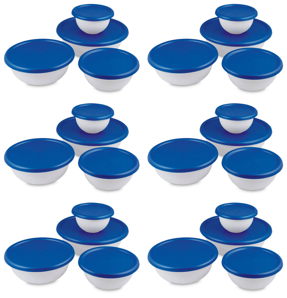 6 Pack Sterilite 07479406 8-Piece Plastic Kitchen Covered Bowl/Mixing Set w/Lids