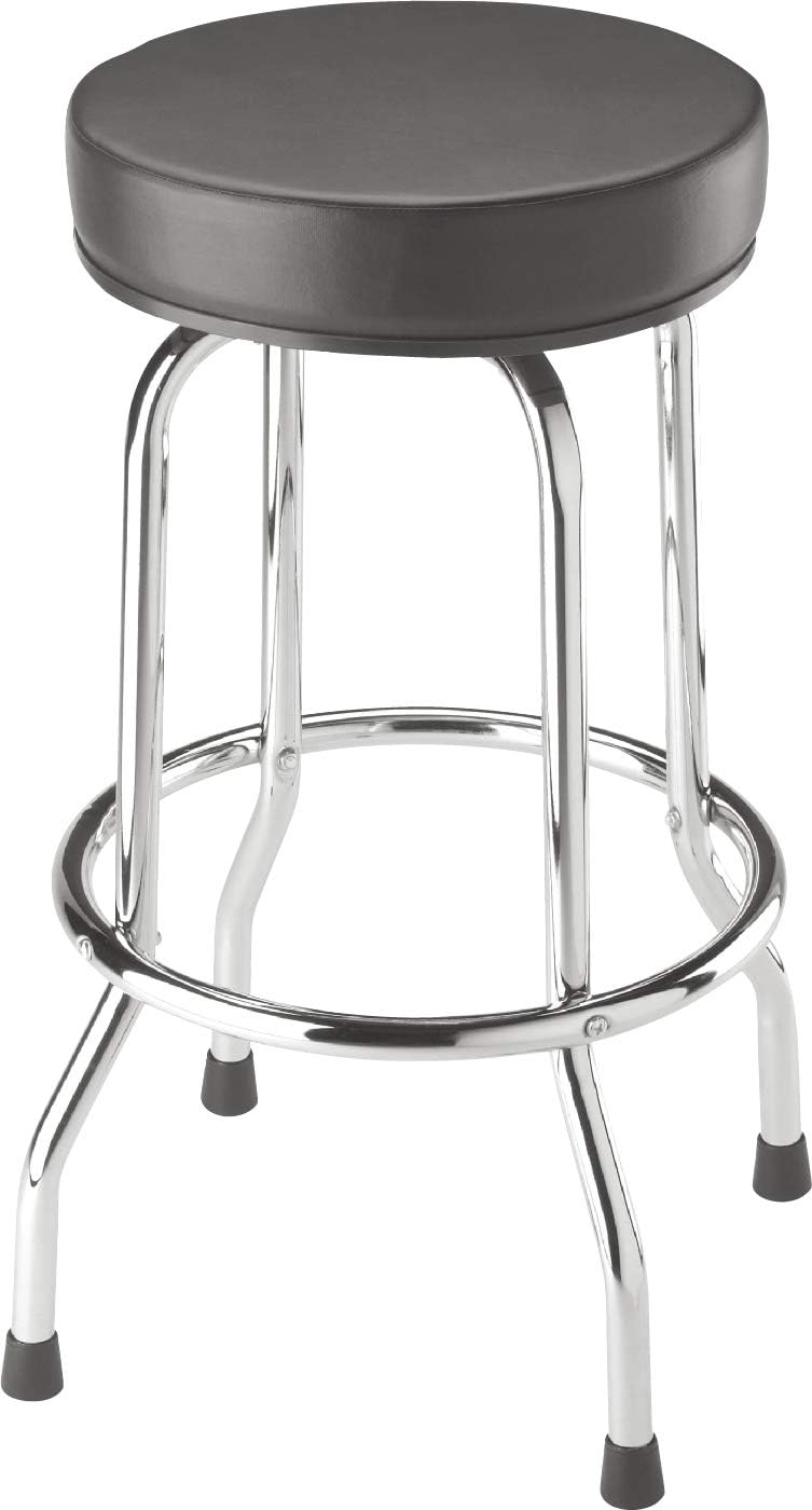 BIG RED Torin Swivel Bar Stool: Padded Garage/Shop Seat with Chrome Plated Legs, Black Pack of 2