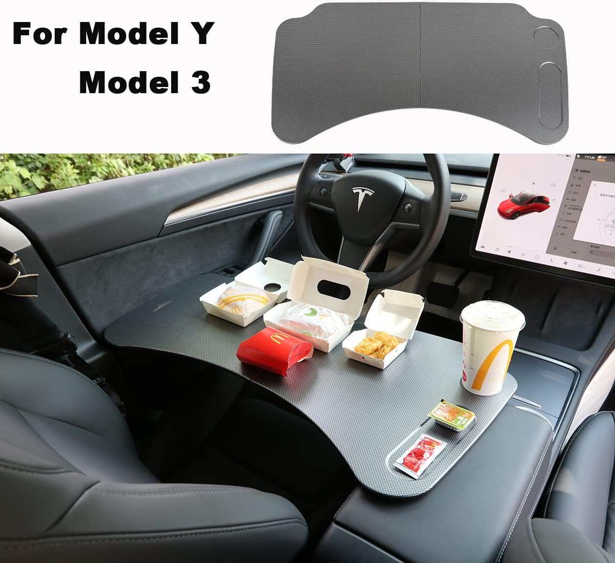 Topfit for Tesla Model Y Model 3 Tray Eat Lunch in Car Car Laptop Desk for Working Remotely Fit Cars Table Upgrade More Comfortable Big Space